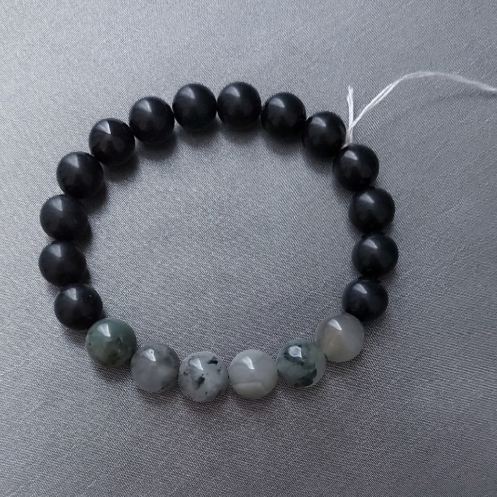 Black Obsidian Bloodstone Crystal Bead Stretch Bracelet 10mm